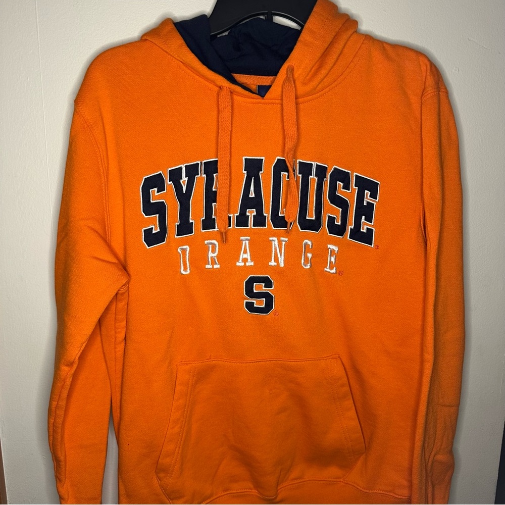 Syracuse Orange Campus Heritage Mens M Orange Embroidered Pullover Hoodie NWOT